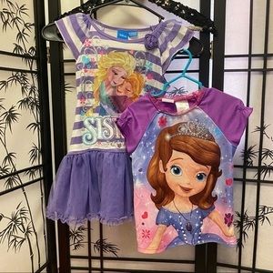 Pajama set and frozen Elsa & Anna dress